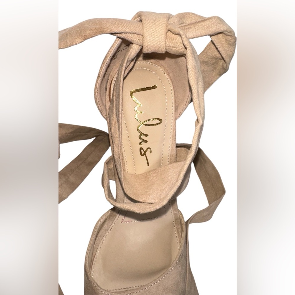 Lulu’s Dorian Natural Suede Lace-Up Platform Heels - Picture 5 of 16